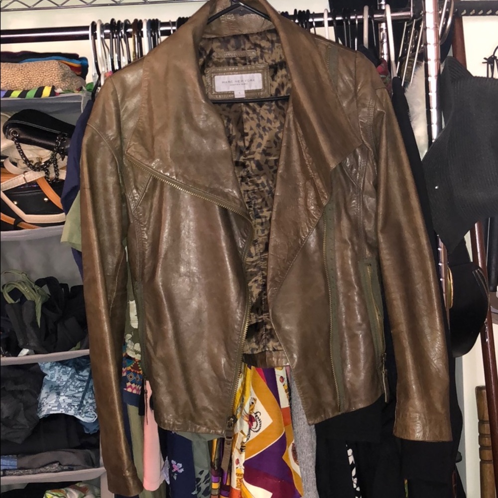100% leather Marc New York olive jacket